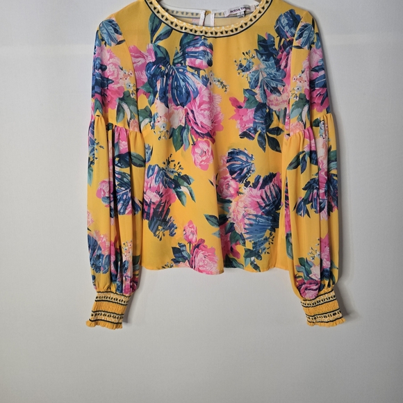 Tops - JEALOUS TOMATO Size S Bright Yellow Floral Summer Blouse